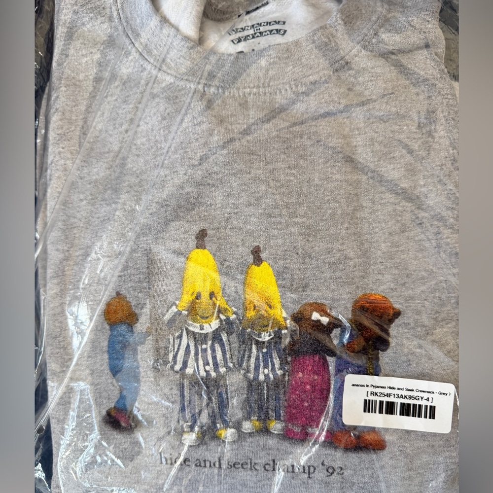 Unisex Retrokid Bananas in Pyjamas Grey Sweatshirt